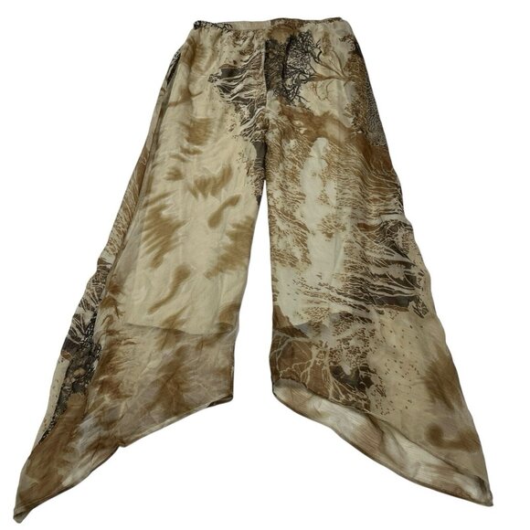Molato Pants Womens‎ 1X Wide Leg Chiffon Overlay Lined Asymmetrical Nature Print - Picture 2 of 9